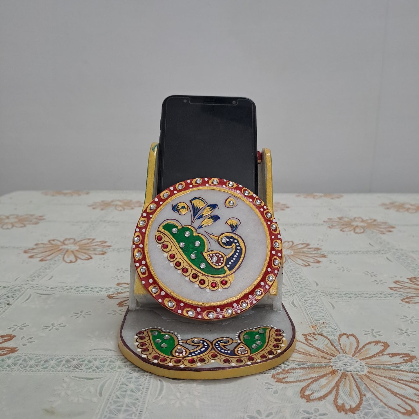 Rajasthani Duniyaa Handcrafted Marble Mobile Stand – Elegant & Functional