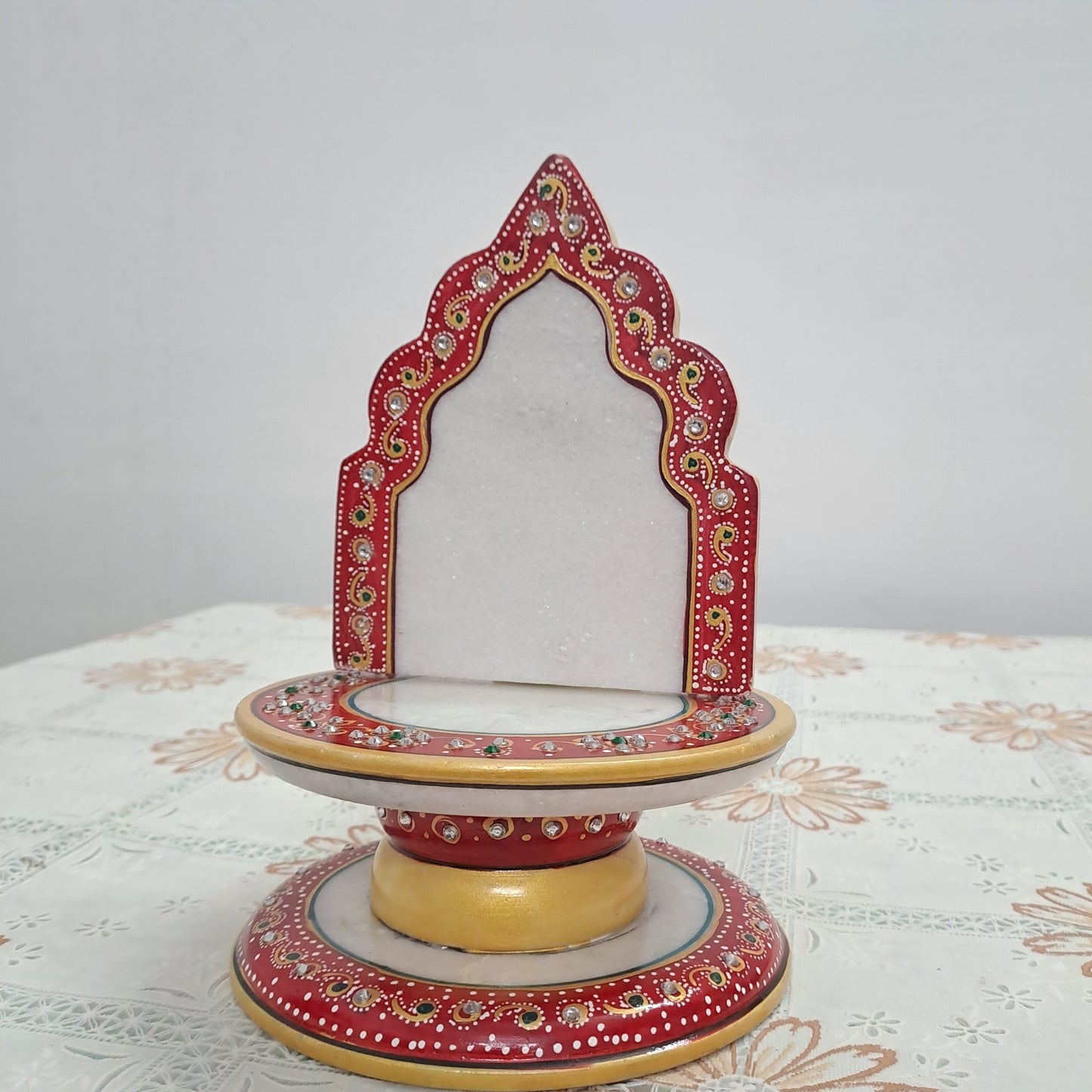Rajasthani Duniyaa 7-Inch Marble Singhasan with Resin Ganesh Idol – Handcrafted Decorative Pooja Set
