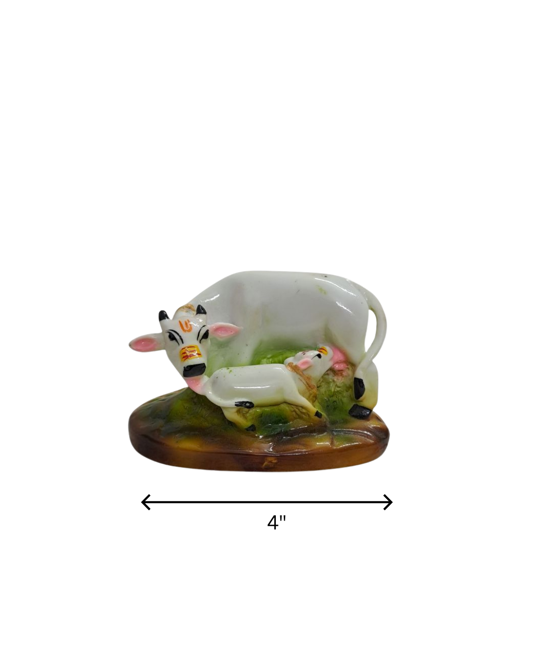 4" White Resin Cow & Calf Idol