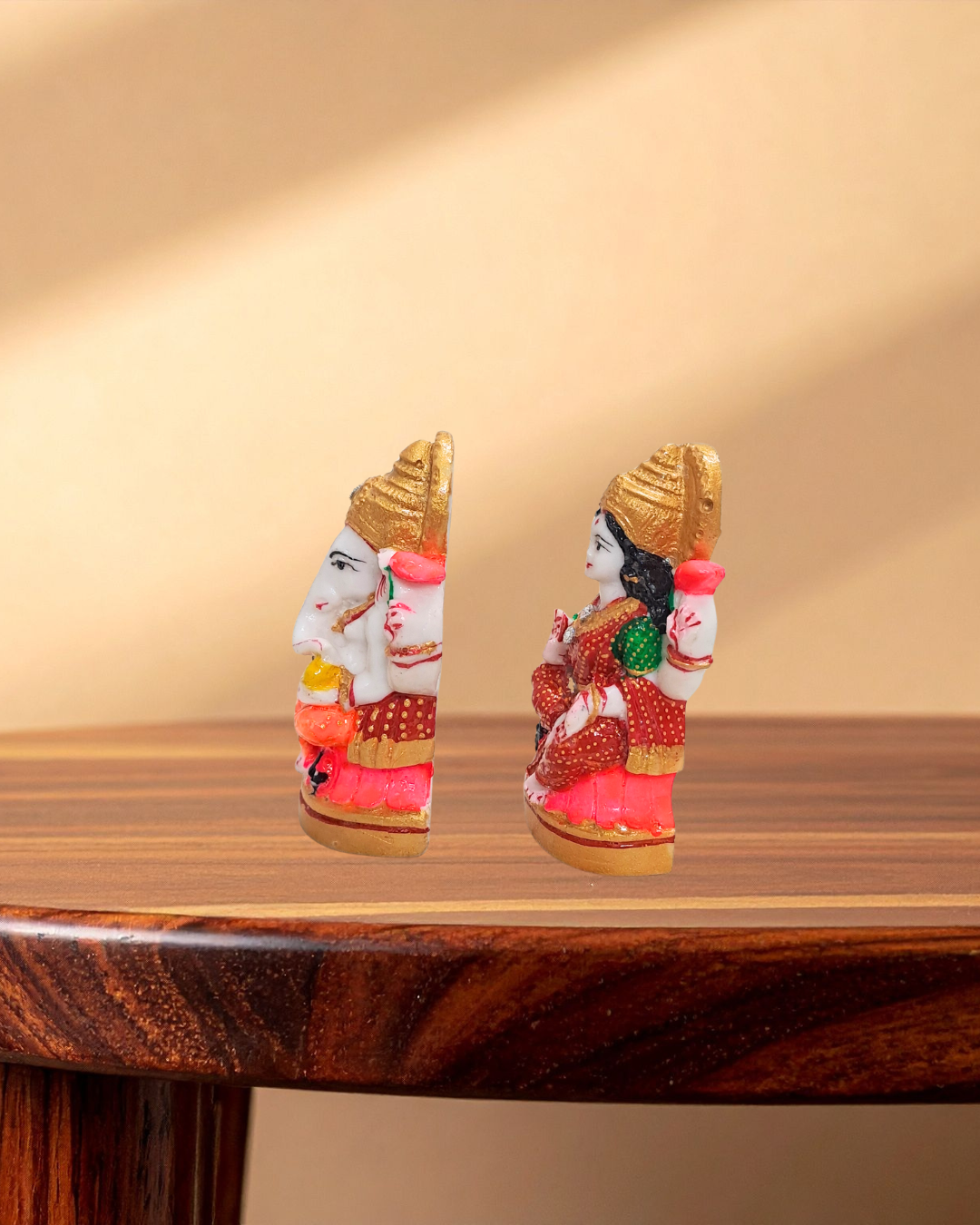 Rajasthani Duniyaa Laxmi Ganesh Murti on 6x4 Inch Marble Chowki