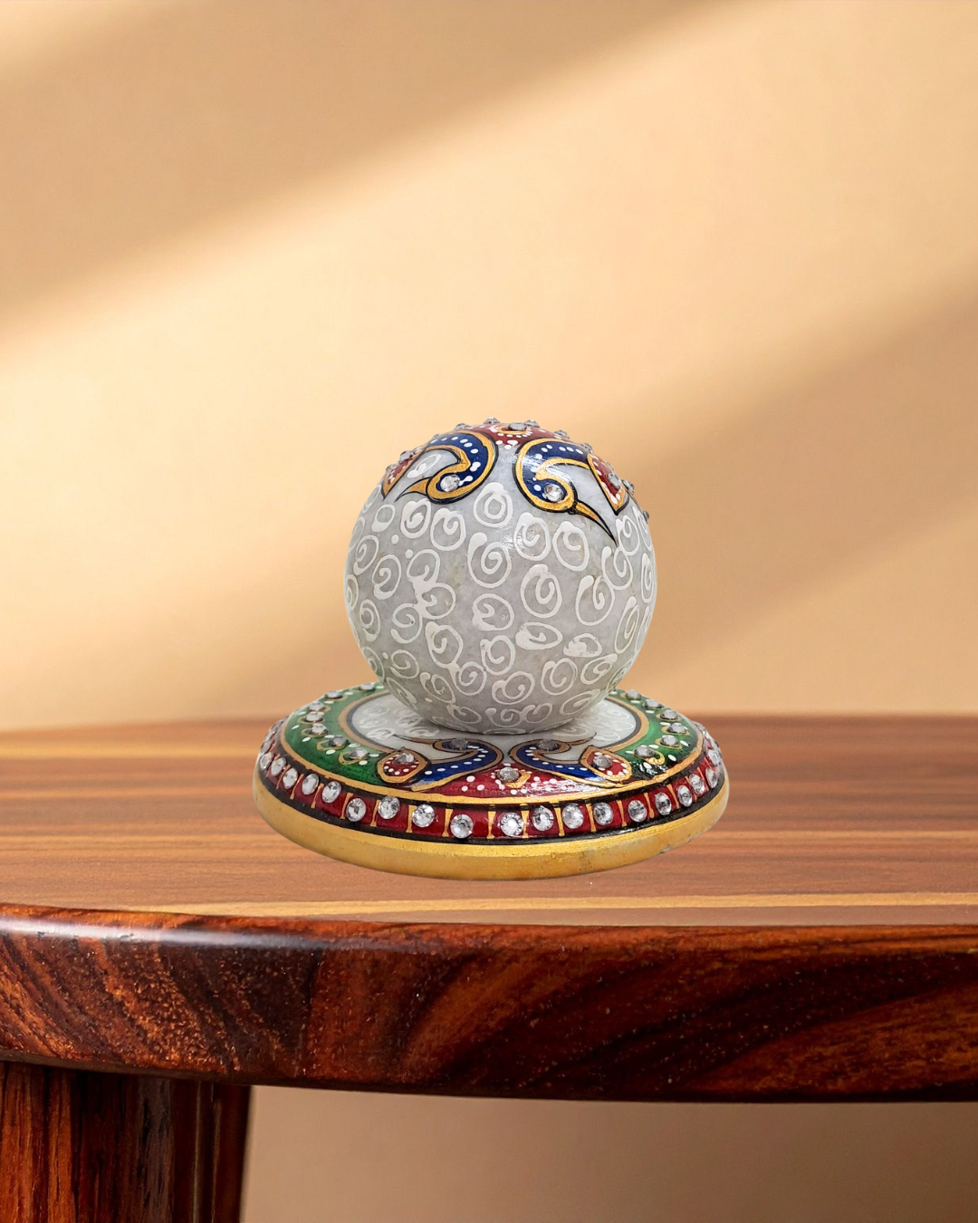 Rajasthani Duniyaa Handcrafted Marble Plate Watch – Decorative Ball Design with Analog Dial