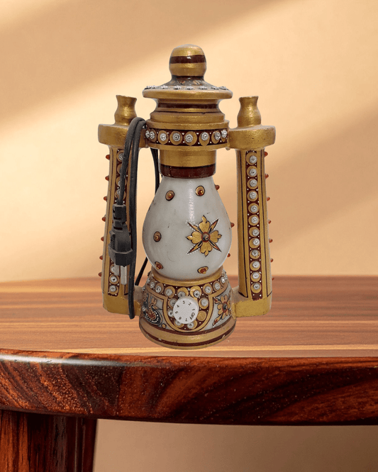 Handcrafted 8 inch white marble lantern traditional Rajasthani decor jali work for home lighting
