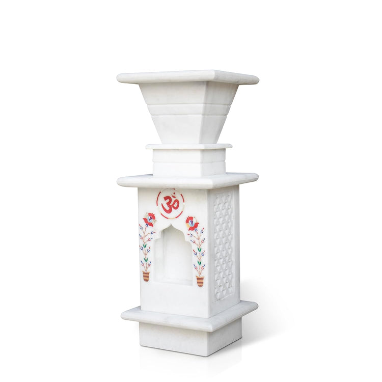 Handcrafted natural stone marble planter and sacred Tulsi pot for balcony and garden decor on Rajasthani Duniyaa.