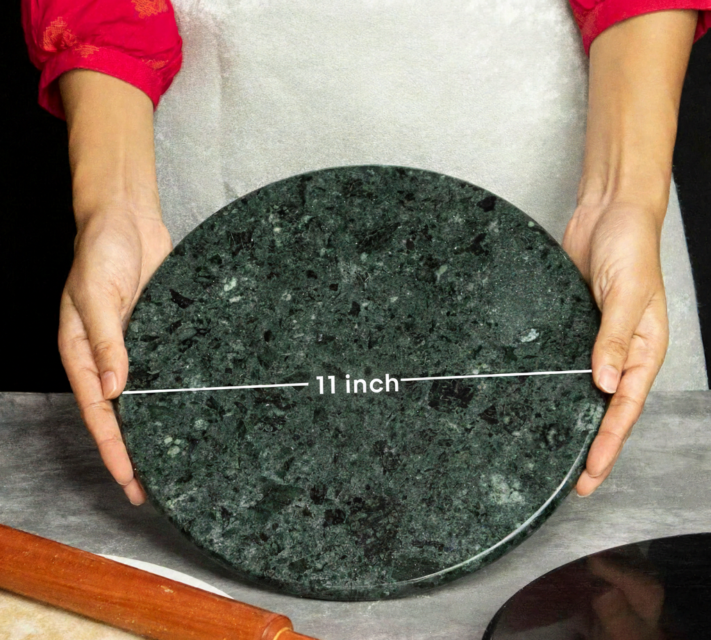 Handcrafted Marble Chakla – Premium Roti Rolling Board with Ring Base and Mirror Finish