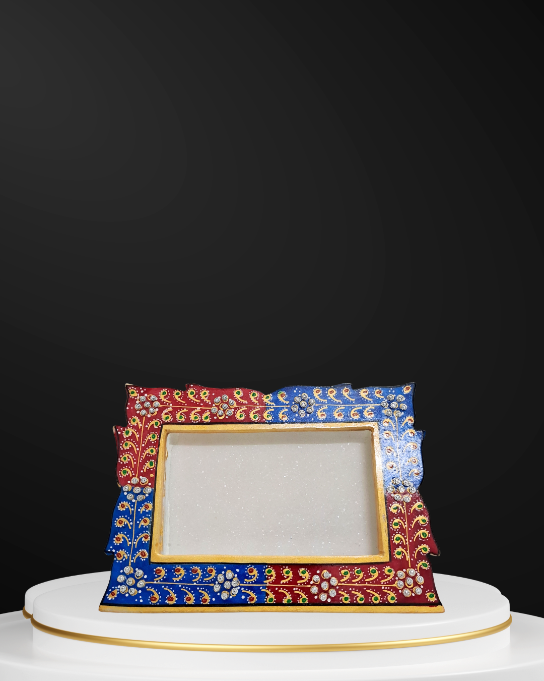 Rajasthani Duniyaa Handcrafted Marble Photo Frame – Traditional Meenakari Design