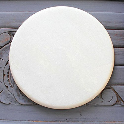 Rajasthaniduniyaa Handcrafted White Marble Chakla – 10 Inch | Traditional Roti Maker for Home & Kitchen