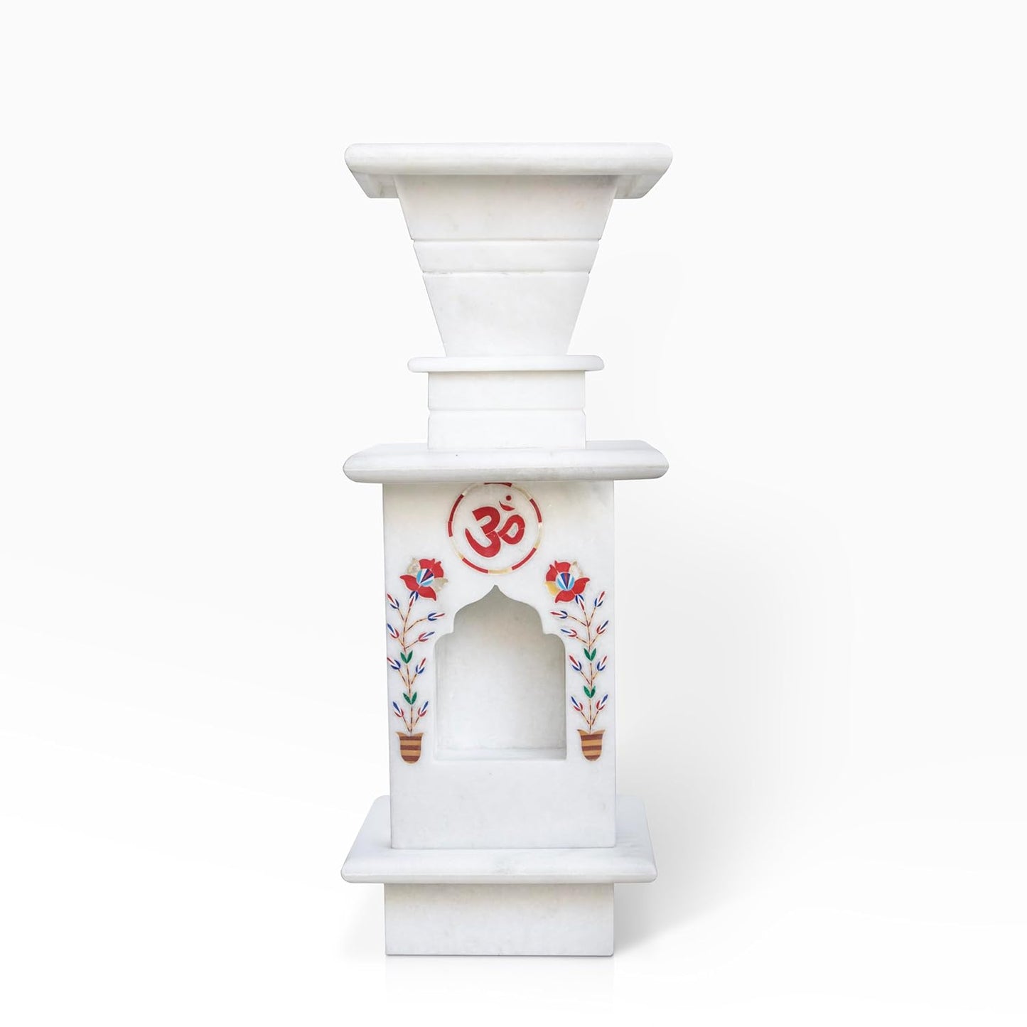 RAJASTHANIDUNIYAA Handcrafted Pure White Marble Tulsi Pot | Traditional Tulsi Vrindavan Planter for Home & Garden | Vastu Compliant Holy Basil Kota with Intricate Hand-Painted Carvings & Drainage Hole