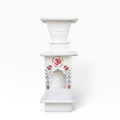 RAJASTHANIDUNIYAA Handcrafted Pure White Marble Tulsi Pot | Traditional Tulsi Vrindavan Planter for Home & Garden | Vastu Compliant Holy Basil Kota with Intricate Hand-Painted Carvings & Drainage Hole