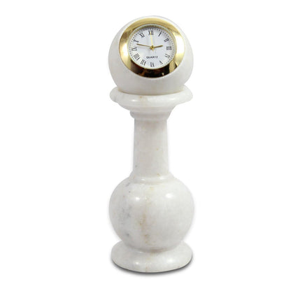 Rajasthaniduniyaa Handcrafted Marble Pillar Table Clock