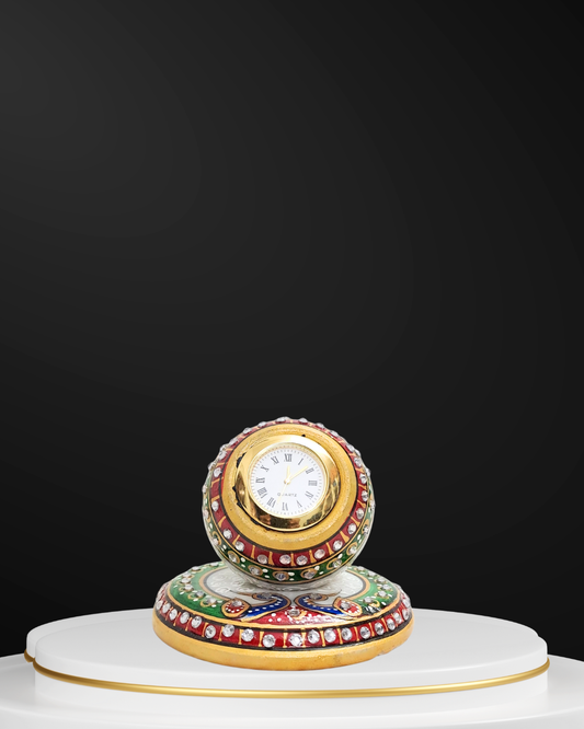 Rajasthani Duniyaa Handcrafted Marble Plate Watch – Decorative Ball Design with Analog Dial