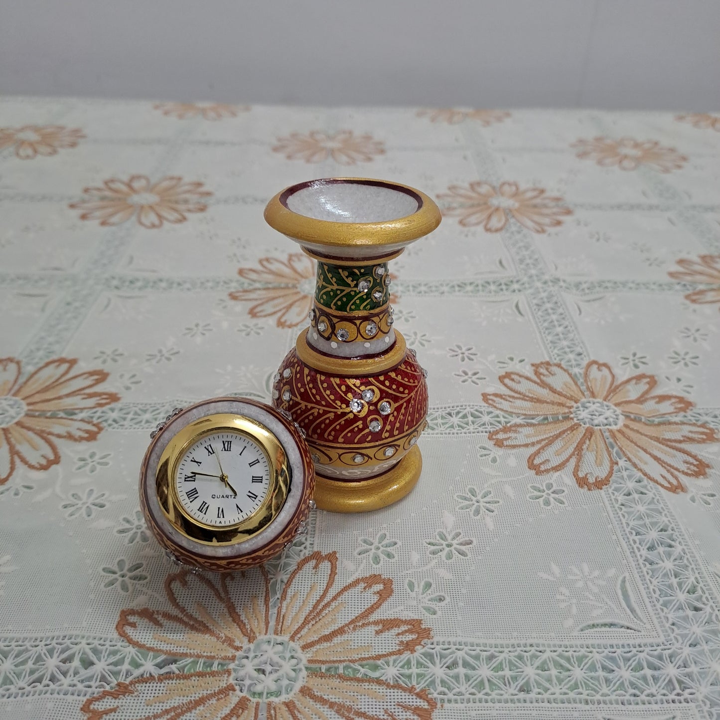 Rajasthani Duniyaa Handcrafted Marble Pillar Watch – Classic Timepiece in Royal Style