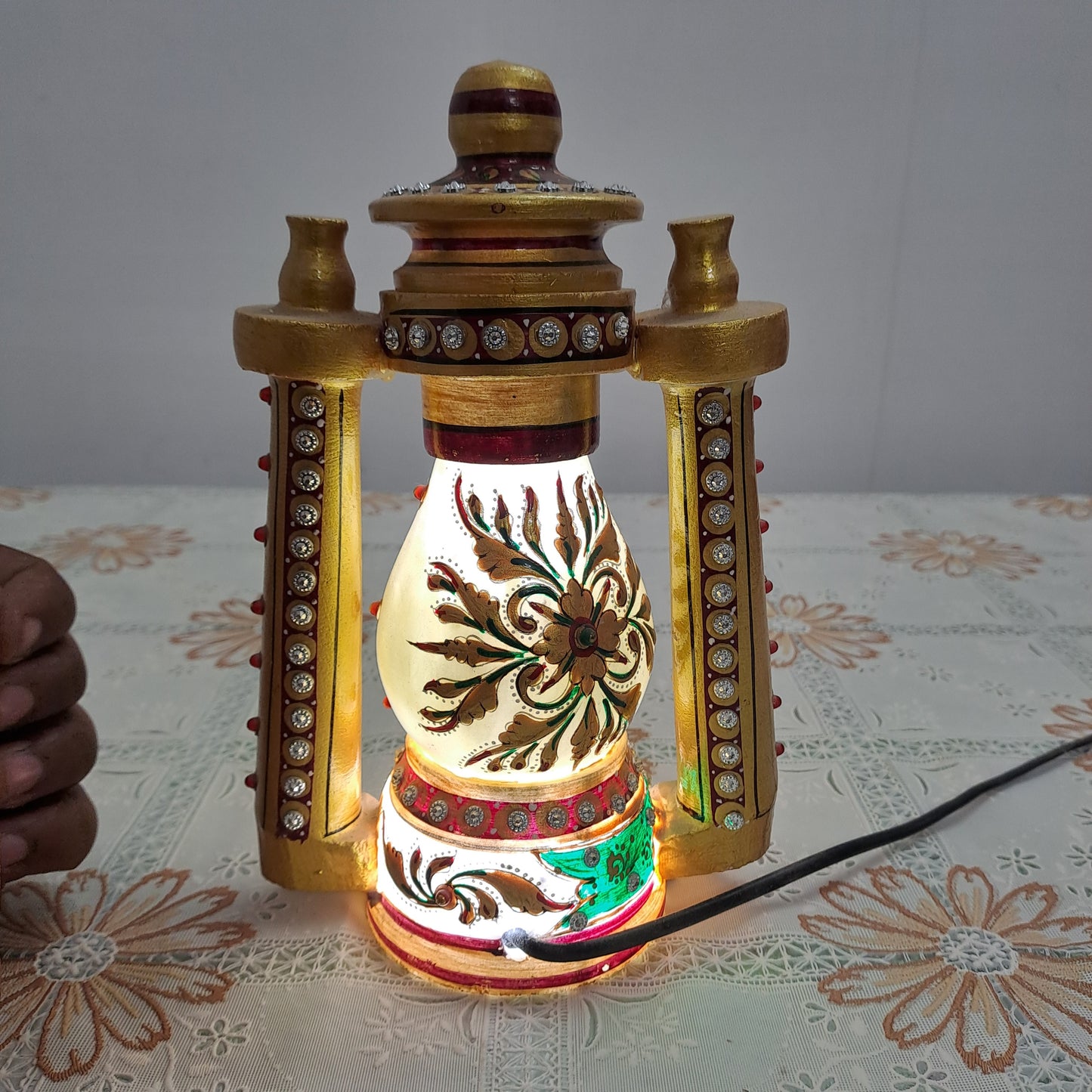 Rajasthani Duniyaa 8-Inch Handcrafted Marble Lantern – Traditional Rajasthani Décor
