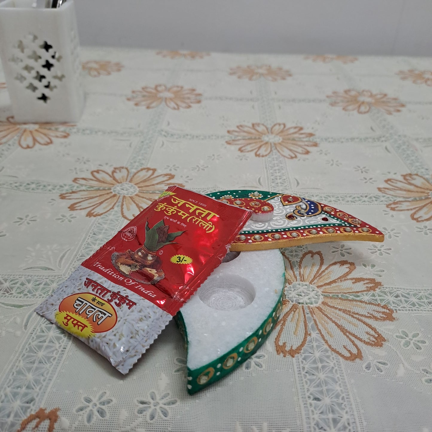 Rajasthani Duniyaa 5-Inch White Marble Tilak Chopda