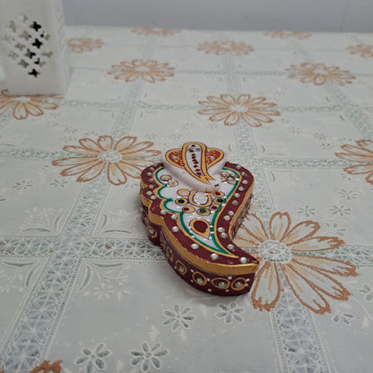 Rajasthani Duniyaa 5-Inch White Marble Tilak Chopda – Ganesha Trunk Shape