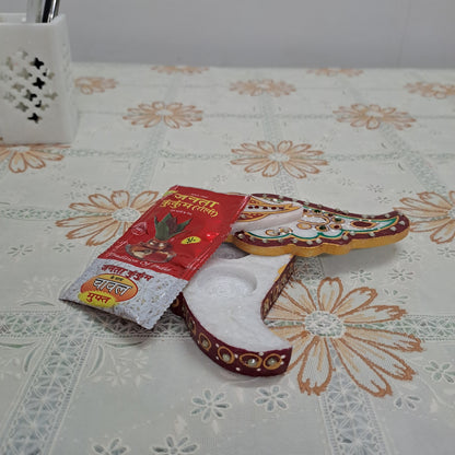 Rajasthani Duniyaa 5-Inch White Marble Tilak Chopda – Ganesha Trunk Shape