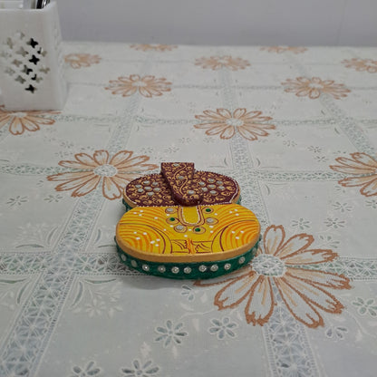 Rajasthani Duniyaa 5-Inch Red & Yellow Marble Ganesha Tilak Chopda
