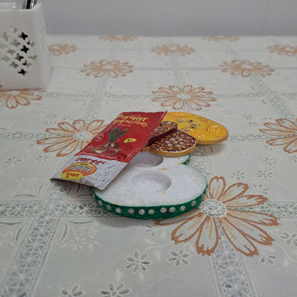 Rajasthani Duniyaa 5-Inch Red & Yellow Marble Ganesha Tilak Chopda
