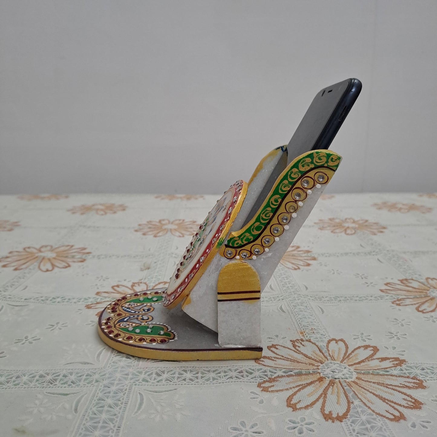 Rajasthani Duniyaa Handcrafted Marble Mobile Stand – Elegant & Functional