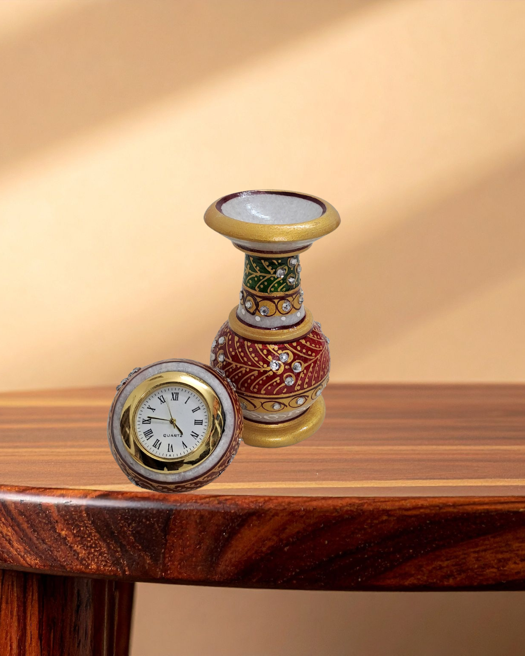 Rajasthani Duniyaa Handcrafted Marble Pillar Watch – Classic Timepiece in Royal Style