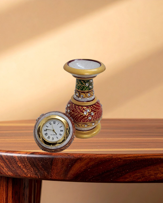 Rajasthani Duniyaa Handcrafted Marble Pillar Watch – Classic Timepiece in Royal Style