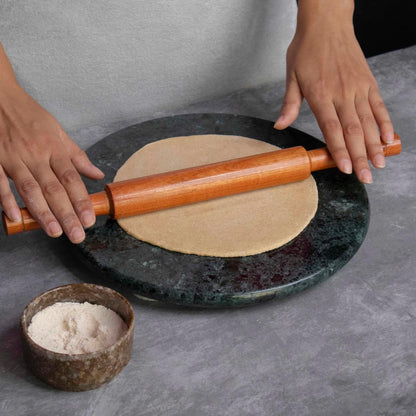 Handcrafted Green Marble Chakla 10 Inch – Premium Roti Rolling Board with Ring Base and Mirror Finish
