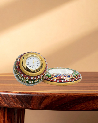 Rajasthani Duniyaa Handcrafted Marble Plate Watch – Decorative Ball Design with Analog Dial