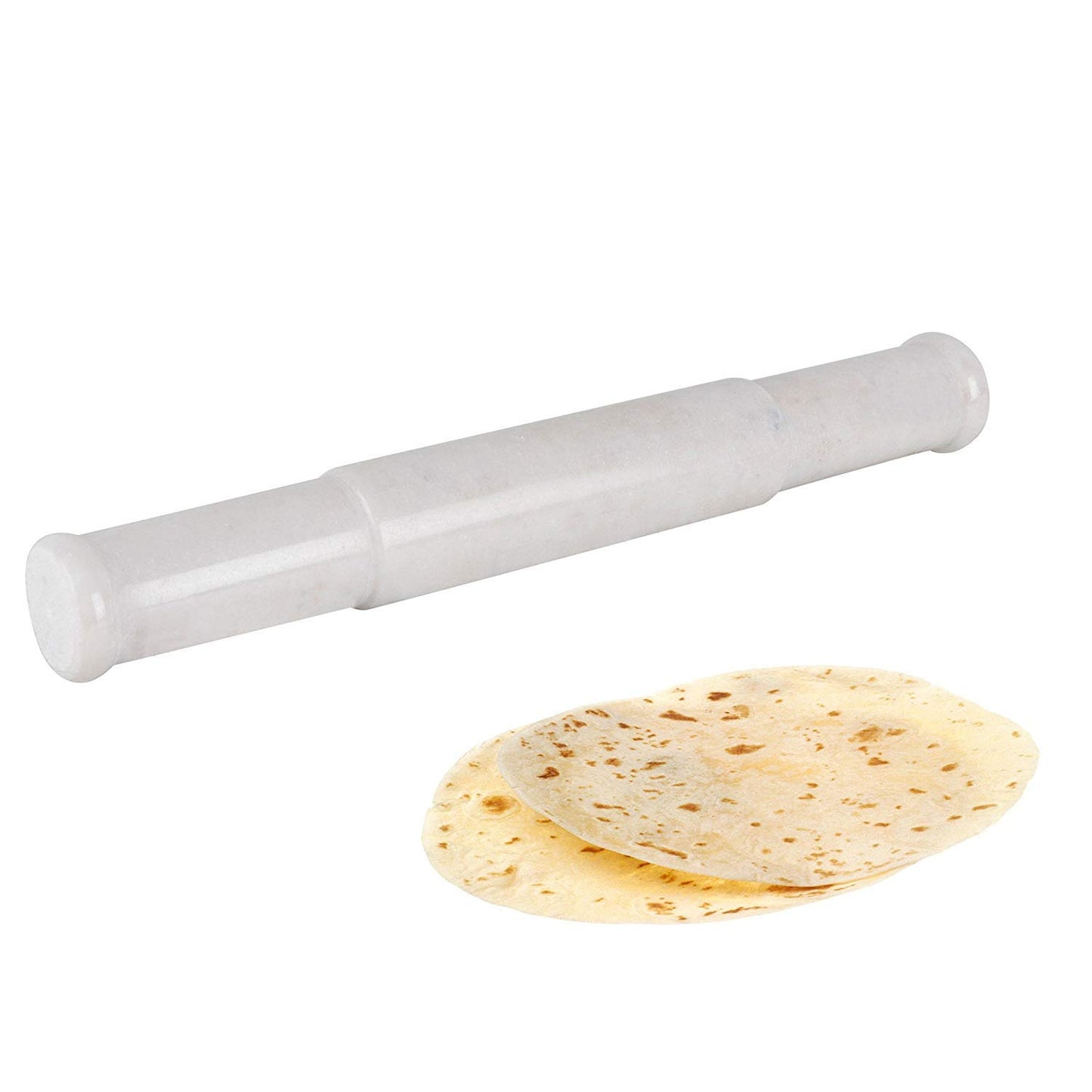 Rajasthaniduniyaa Pure White Marble Belan – 12 Inch | Traditional Rolling Pin for Roti, Chapati & Paratha