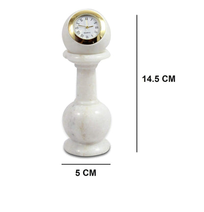 Rajasthaniduniyaa Handcrafted Marble Pillar Table Clock