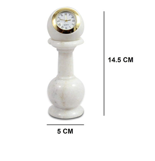 Rajasthaniduniyaa Handcrafted Marble Pillar Table Clock