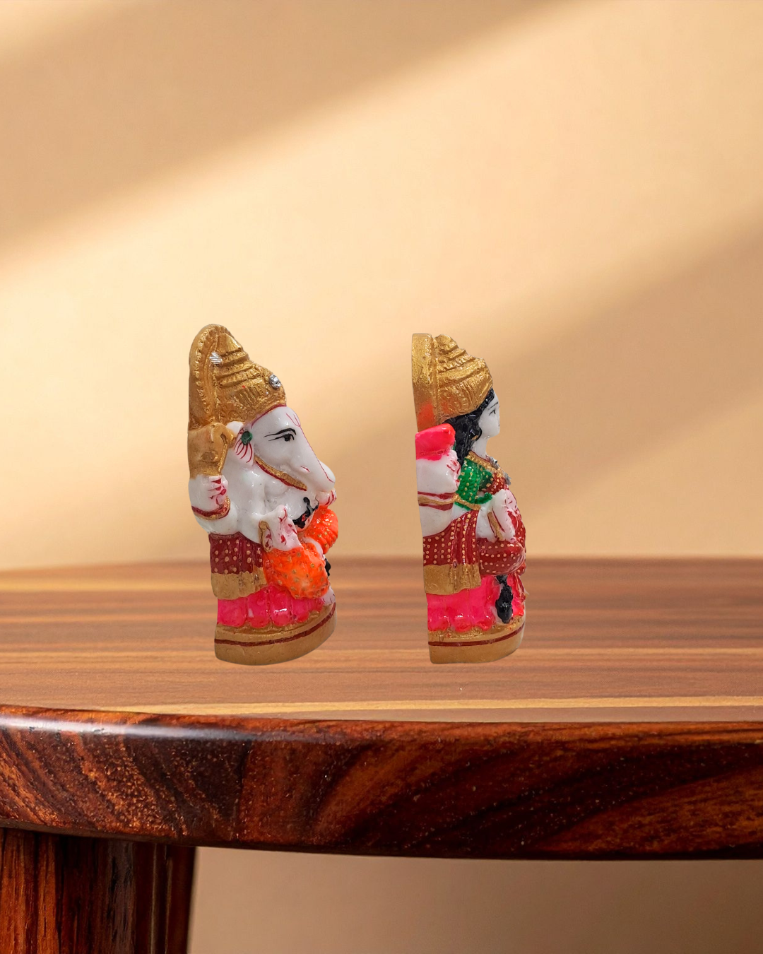 Rajasthani Duniyaa Laxmi Ganesh Murti on 6x4 Inch Marble Chowki