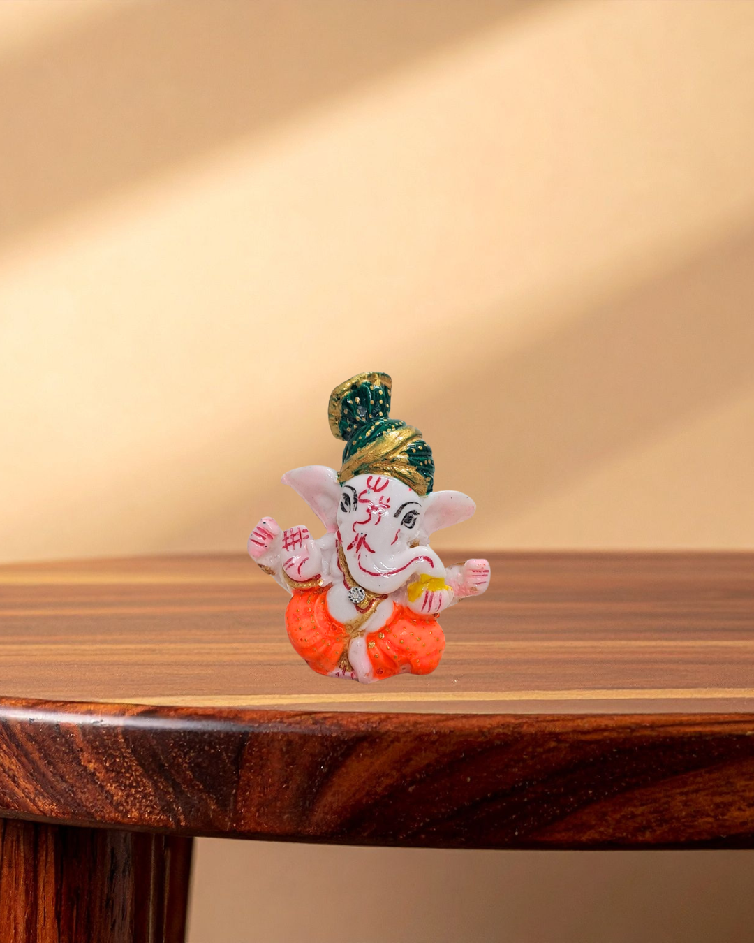 Rajasthani Duniyaa 4x4 Inch Marble Chowki with Small Resin Ganesh Idol – Compact Spiritual Décor