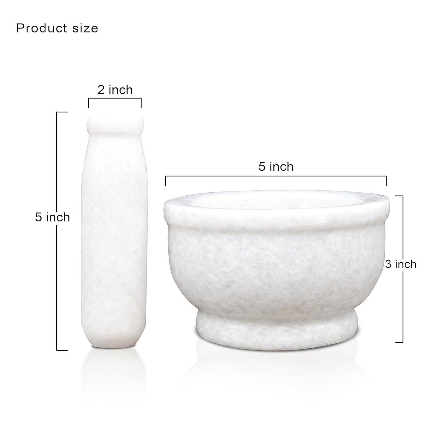 Rajasthaniduniyaa Marble Mortar and Pestle | Imam Dasta, Kundi, Kharal, Okhli, khalbatta (White 5 Inches)