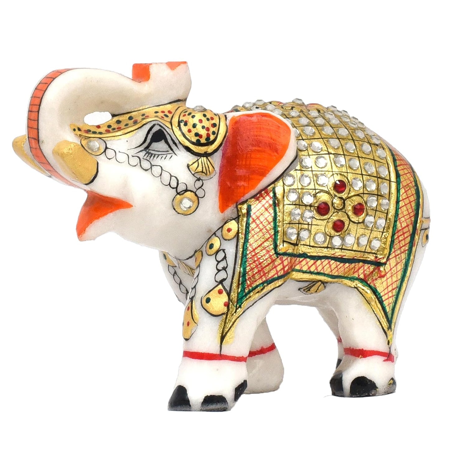 Rajasthaniduniyaa Handcrafted White Marble Elephant Pair – Set of 2 | 5 Inch Decorative Showpieces