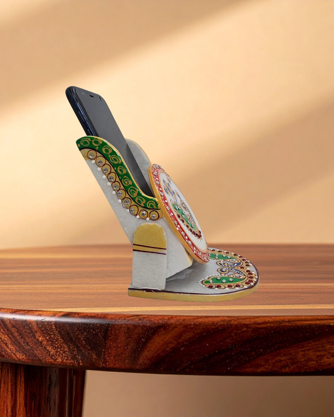 Rajasthani Duniyaa Handcrafted Marble Mobile Stand – Elegant & Functional
