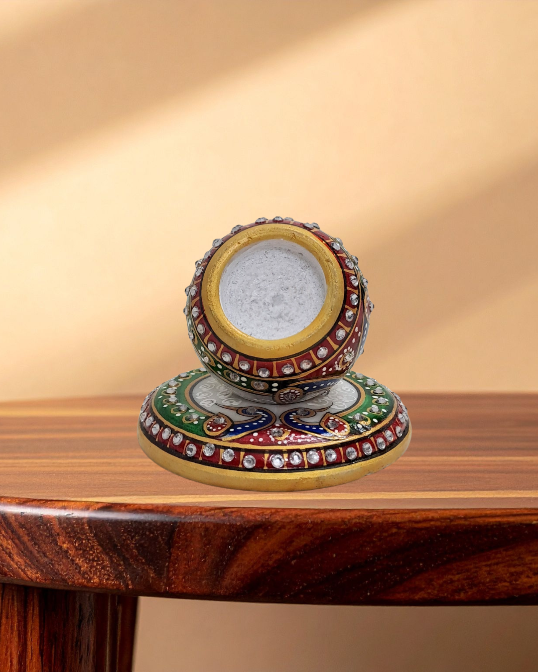 Rajasthani Duniyaa Handcrafted Marble Plate Watch – Decorative Ball Design with Analog Dial