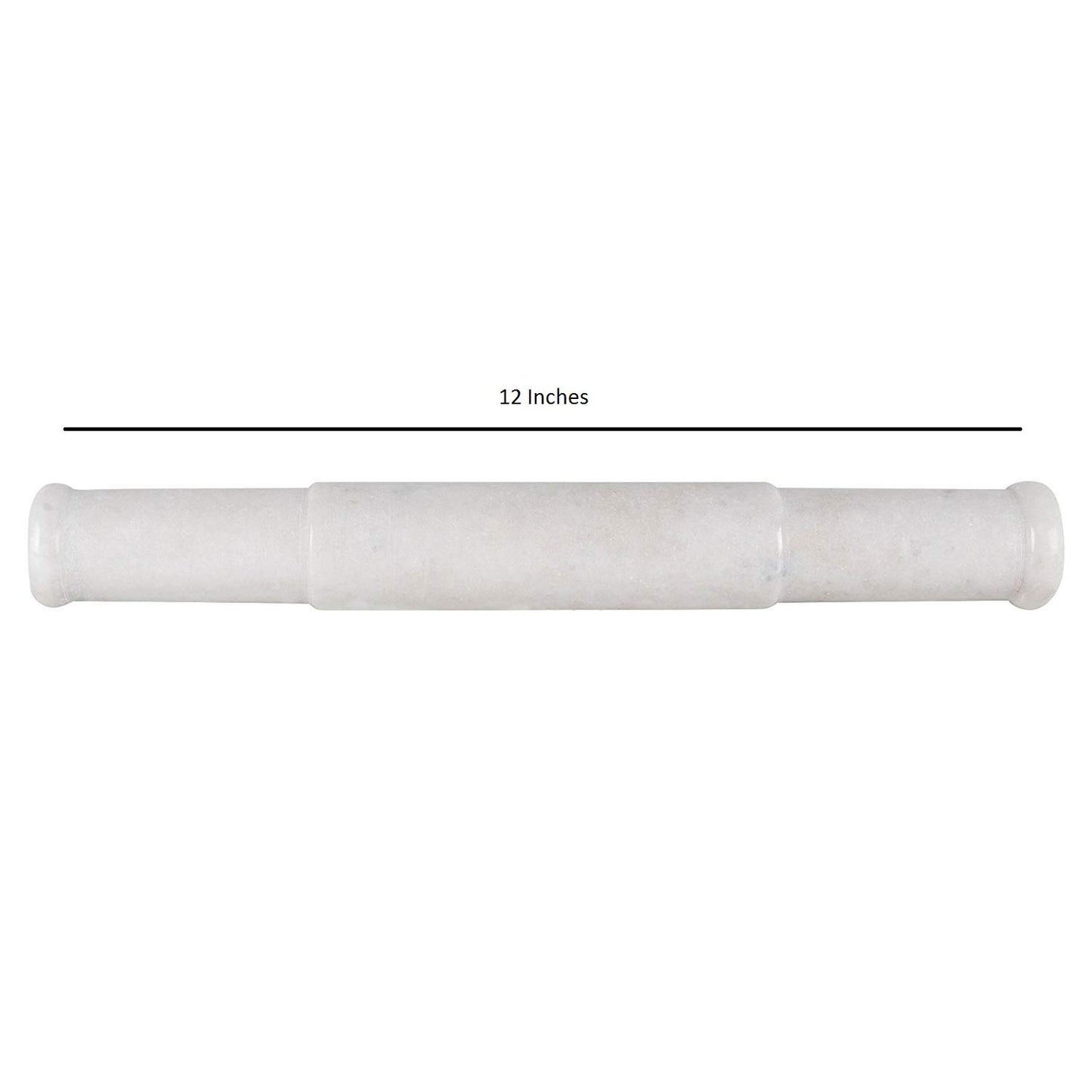 Rajasthaniduniyaa Pure White Marble Belan – 12 Inch | Traditional Rolling Pin for Roti, Chapati & Paratha