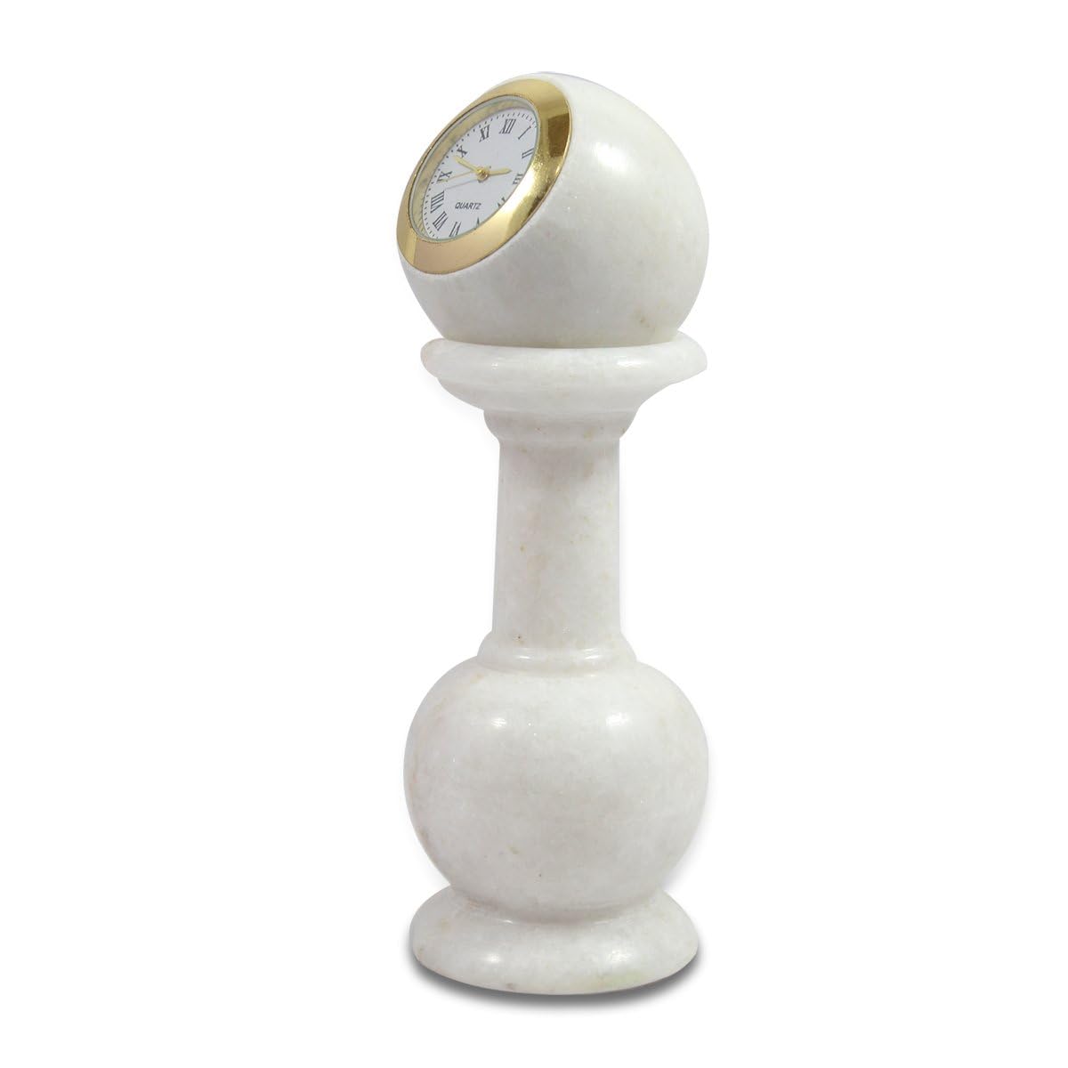 Rajasthaniduniyaa Handcrafted Marble Pillar Table Clock