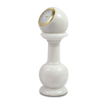 Rajasthaniduniyaa Handcrafted Marble Pillar Table Clock