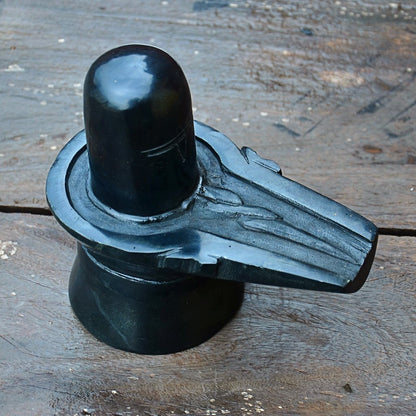 Rajasthaniduniyaa Handcrafted Black Marble Shiva Lingam – 5 Inch | Traditional Shivling Idol for Pooja & Home Decor