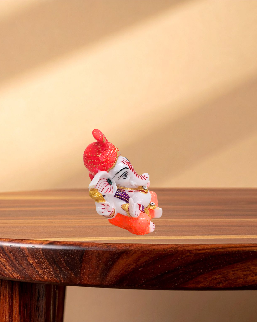 Rajasthani Duniyaa 4x4 Inch Marble Chowki with Resin Ganesh Idol – Compact Spiritual Decor