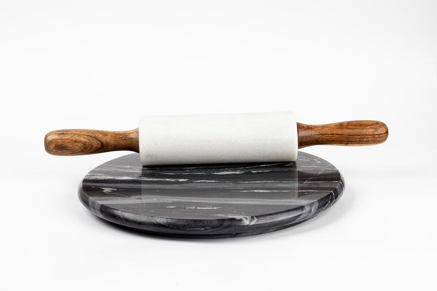 Rajasthaniduniyaa Premium White Marble Rolling Pin (Belan) – 12 Inch | Traditional Handcrafted Roti Roller