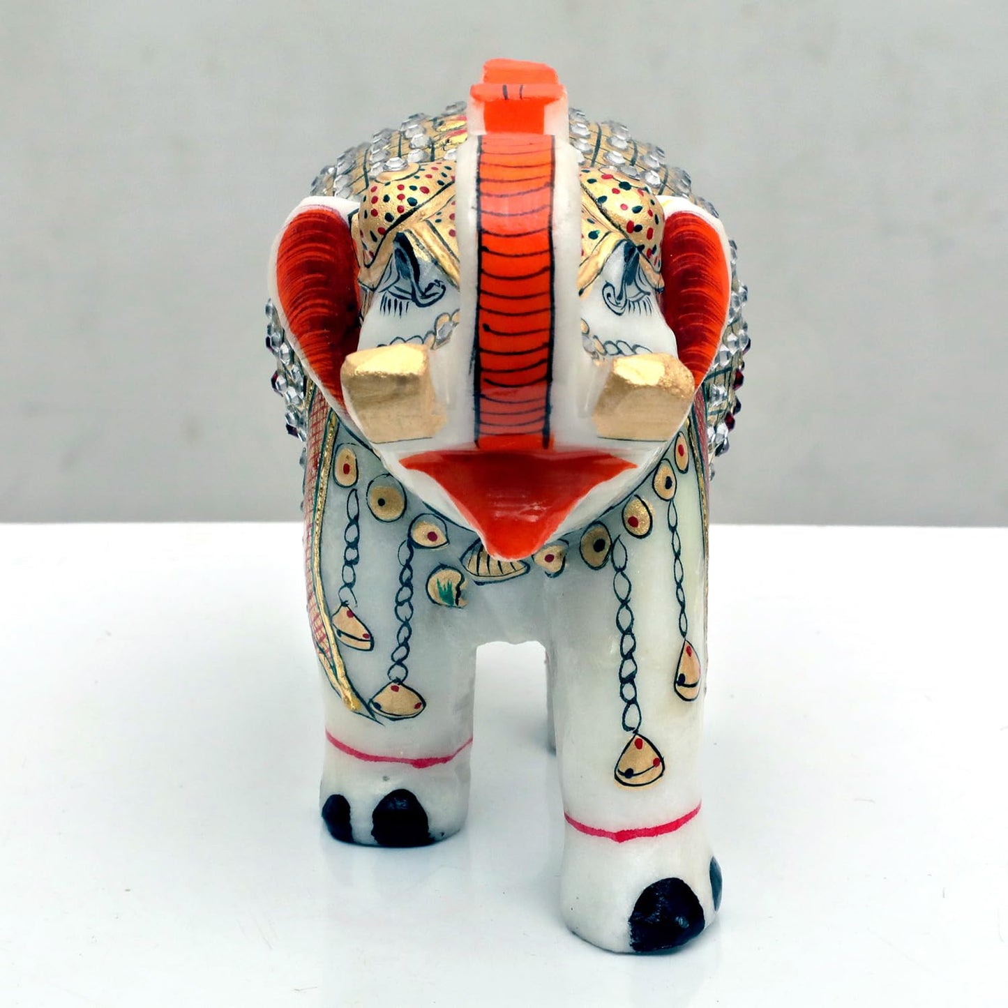 Rajasthaniduniyaa Handcrafted White Marble Elephant Showpiece – 5 Inch