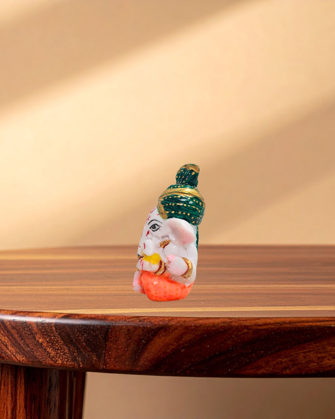 Rajasthani Duniyaa 4x4 Inch Marble Chowki with Small Resin Ganesh Idol – Compact Spiritual Décor