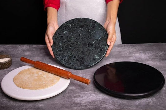 Handcrafted Marble Chakla – Premium Roti Rolling Board with Ring Base and Mirror Finish