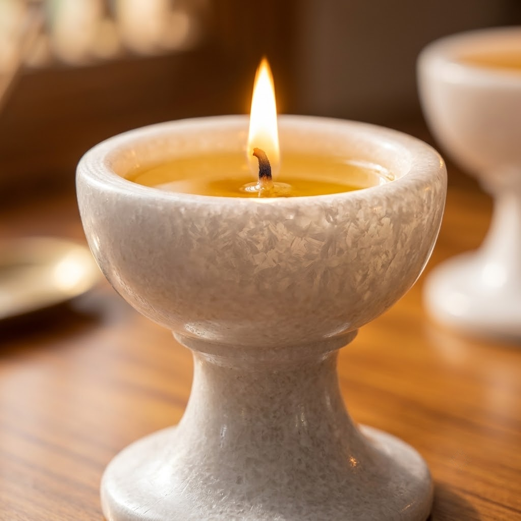 Handcrafted Authentic Makrana White Marble Pedestal Diya Set of 4 – Pure Stone Akhand Jyot Deepam Oil Lamps for Mandir Pooja, Festive Celebrations & Diwali Gifting (2x2 Inch)