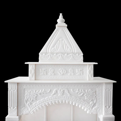 Spacious sanctum area of traditional white marble temple for pooja room