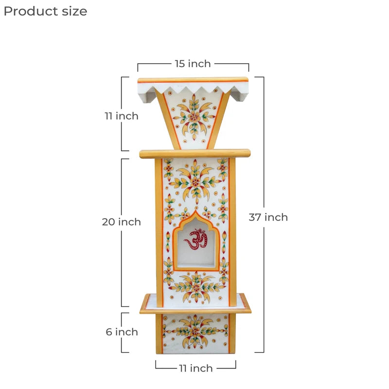 Large traditional painted marble Tulsi pot placed for courtyard and garden decor