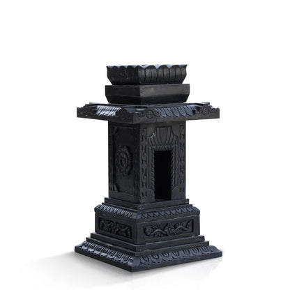 Carved black marble Tulsi pot placed for balcony and courtyard decor