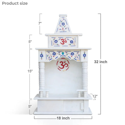 Inner sanctum view of traditional 18-inch blue inlay marble mandir