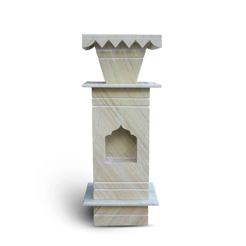 Green Katni marble Tulsi pot placed for balcony and garden decor